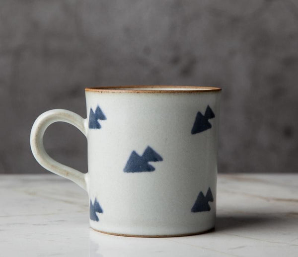 Latte Coffee Mug, Large Capacity Coffee Cup, Pottery Tea Cup, Handmade Pottery Coffee Cup-Art Painting Canvas