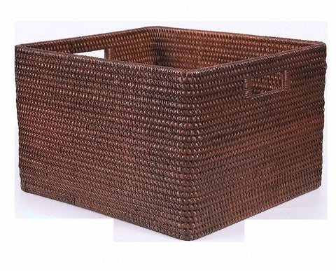 Storage Baskets for Clothes, Large Brown Woven Storage Basket, Storage Baskets for Bathroom, Rectangular Storage Baskets-Art Painting Canvas