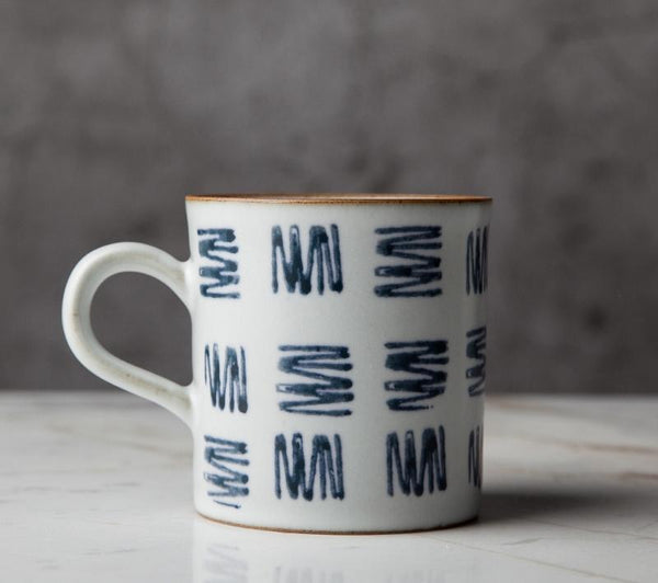 Latte Coffee Mug, Large Capacity Coffee Cup, Pottery Tea Cup, Handmade Pottery Coffee Cup-Art Painting Canvas