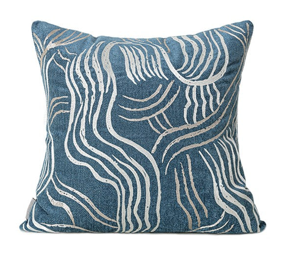 Blue Modern Sofa Pillow, Modern Throw Pillows, Modern Throw Pillow for Couch, Blue Decorative Pillow, Throw Pillow for Living Room-Art Painting Canvas
