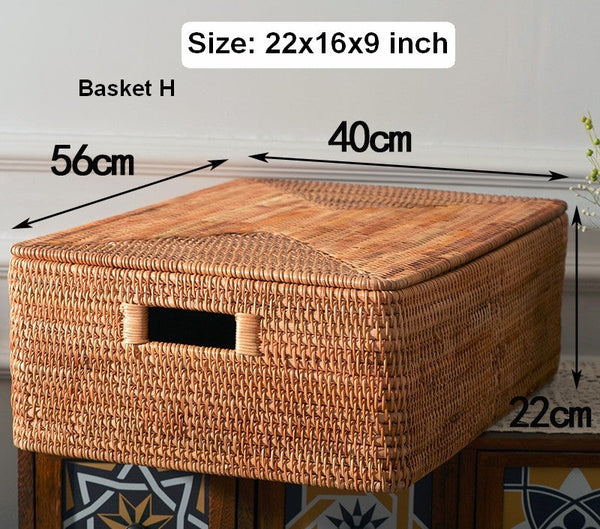 Oversized Rectangular Storage Basket with Lid, Woven Rattan Storage Basket for Shelves, Storage Baskets for Bedroom, Extra Large Storage Baskets for Clothes-Art Painting Canvas