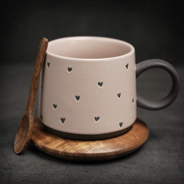 Latte Coffee Cup, Ceramic Coffee Mug, Handmade Pottery Coffee Cup, Large Coffee Cup, Large Tea Cup-Art Painting Canvas