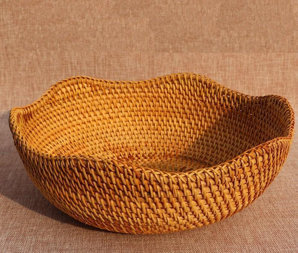 Small Round Storage Basket, Woven Rattan Basket, Fruit Basket for Kitchen, Storage Basket for Dining Room-Art Painting Canvas