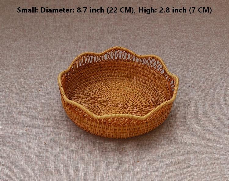 Woven Round Storage Basket, Cute Small Rattan Woven Baskets, Fruit Storage Basket, Storage Baskets for Kitchen-Art Painting Canvas
