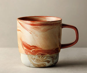 Ceramic Coffee Mug, Large Capacity Coffee Cup, Large Handmade Pottery Coffee Cup, Large Tea Cup-Art Painting Canvas