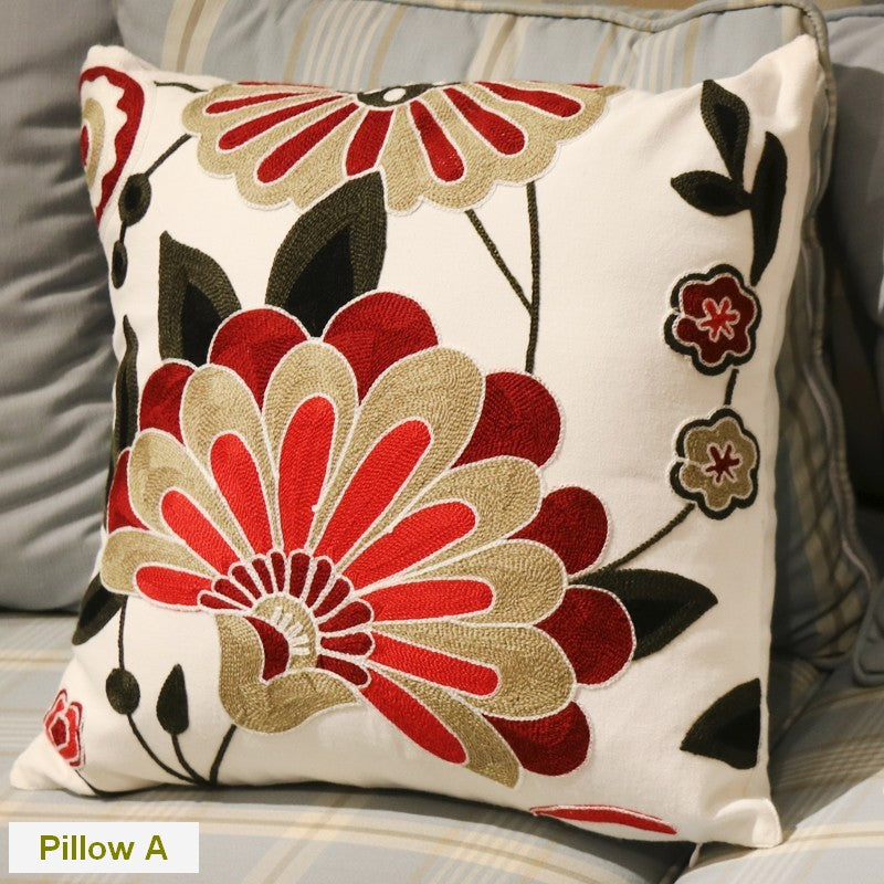 Decorative Pillows for Sofa, Flower Decorative Throw Pillows for Couch, Embroider Flower Cotton Pillow Covers, Farmhouse Decorative Throw Pillows-Art Painting Canvas