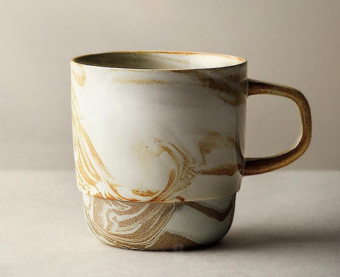 Large Handmade Pottery Coffee Cup, Large Tea Cup, Ceramic Coffee Mug, Large Capacity Coffee Cup-Art Painting Canvas