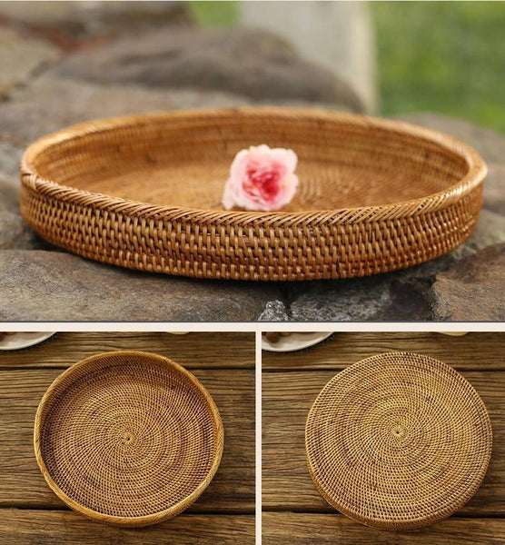 Indonesia Hand Woven Storage Basket, Natural Fiber Decorative Baskets, Small Rustic Food Basket-Art Painting Canvas