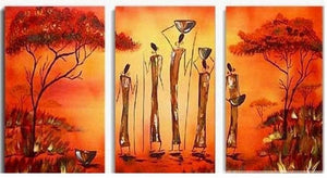 Landscape Painting, African Art, Canvas Painting, Wall Art, Large Painting, Living Room Wall Art, Modern Art, 3 Piece Wall Art, Abstract Painting, Home Art Decor-Art Painting Canvas