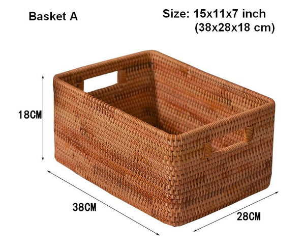Extra Large Rectangular Storage Basket, Large Storage Baskets for Clothes, Woven Rattan Storage Basket for Shelves, Storage Baskets for Kitchen-Art Painting Canvas