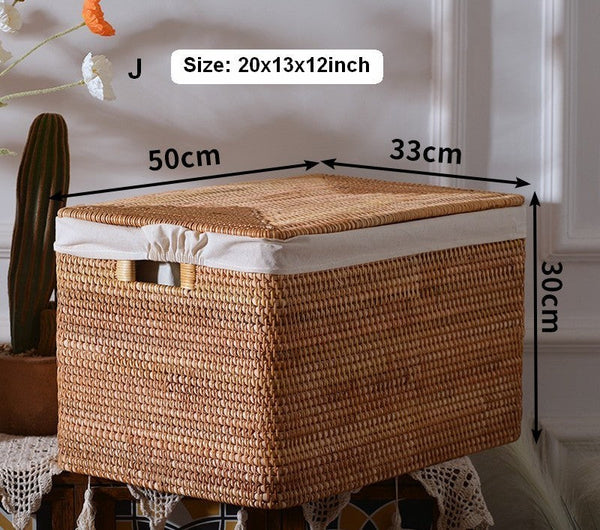 Rectangular Storage Basket with Lid, Kitchen Storage Baskets, Rattan Storage Baskets for Clothes, Storage Baskets for Living Room-Art Painting Canvas