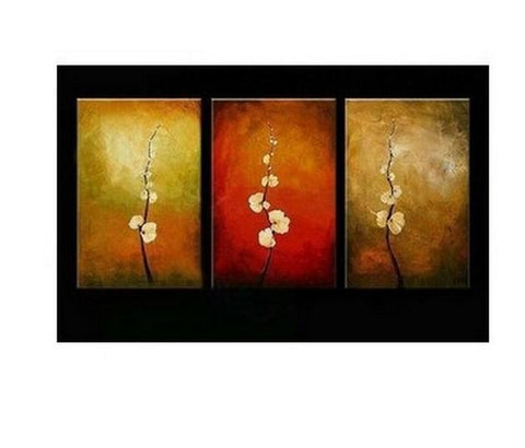 Flower Painting, Floral Art, Abstract Oil Painting, Living Room Art, Modern Art, 3 Piece Wall Art, Abstract Painting, Acrylic Art-Art Painting Canvas
