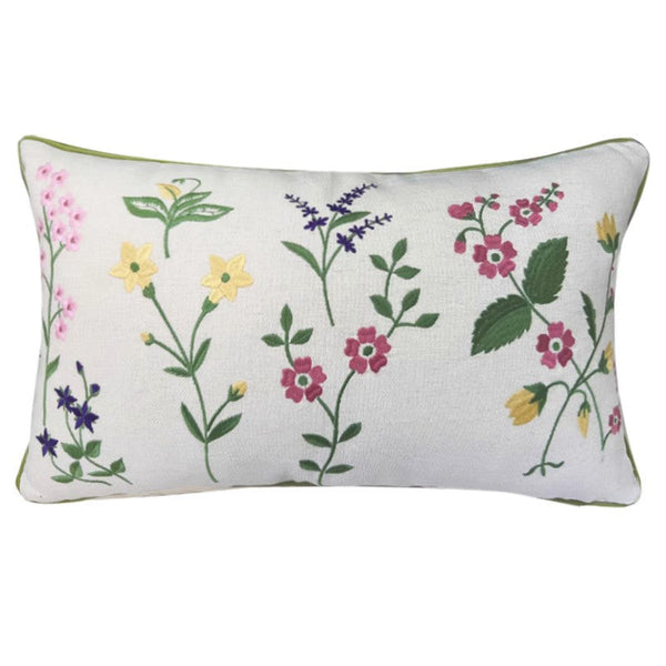 Farmhouse Sofa Decorative Pillows, Embroider Flower Cotton Pillow Covers, Spring Flower Decorative Throw Pillows, Flower Decorative Throw Pillows for Couch-Art Painting Canvas