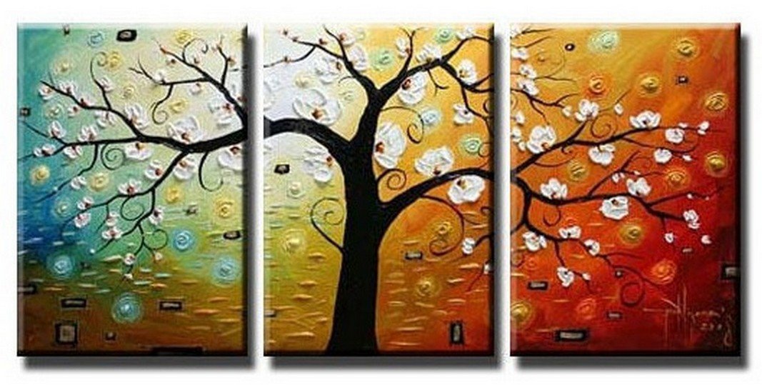 Abstract Art, Canvas Painting, Wall Art, Large Painting, 3 Piece Canvas Art, Tree of Life Painting-Art Painting Canvas