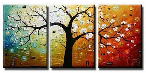 Abstract Art, Canvas Painting, Wall Art, Large Painting, 3 Piece Canvas Art, Tree of Life Painting-Art Painting Canvas