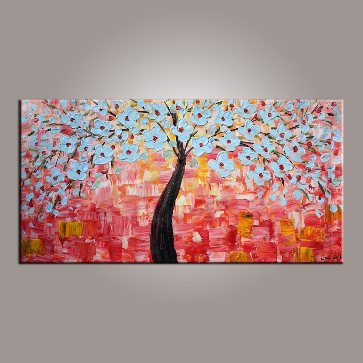 Flower Art, Abstract Art Painting, Tree Painting, Painting on Sale, Canvas Wall Art, Bedroom Wall Art, Canvas Art, Modern Art, Contemporary Art-Art Painting Canvas