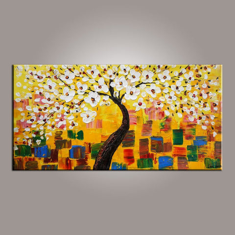 Painting on Sale, Flower Tree Painting, Abstract Art Painting, Canvas Wall Art, Dining Room Wall Art, Canvas Art, Modern Art, Contemporary Art-Art Painting Canvas