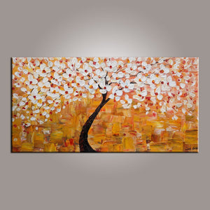Art on Sale, Flower Tree Painting, Abstract Art Painting, Art on Canvas, Tree of Life Art, Contemporary Art-Art Painting Canvas