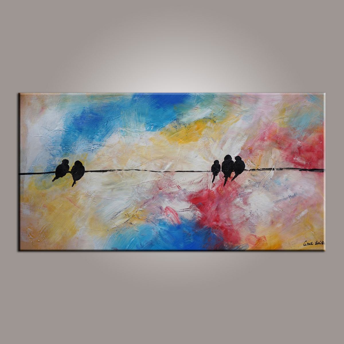 Modern Art, Abstract Art, Love Birds Painting, Painting for Sale, Contemporary Art, Flower Art, Abstract Art, Living Room Wall Art, Canvas Art-Art Painting Canvas