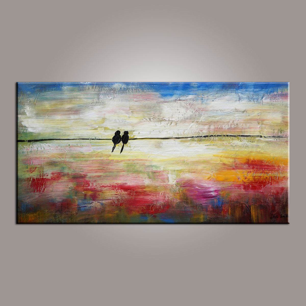 Modern Art, Abstract Art, Love Birds Painting, Painting for Sale, Contemporary Art, Flower Art, Abstract Art, Living Room Wall Art, Canvas Art-Art Painting Canvas