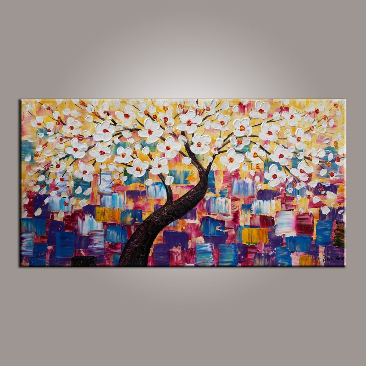 Painting on Sale, Canvas Art, Flower Tree Painting, Abstract Art Painting, Living Room Wall Art, Art on Canvas, Modern Art, Contemporary Art-Art Painting Canvas