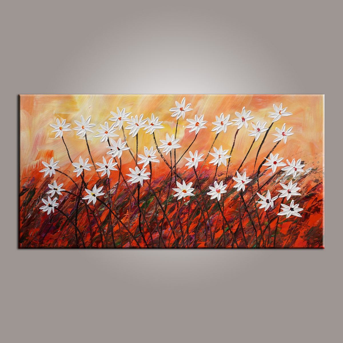 Flower Art, Abstract Art Painting, Acrylic Painting, Wall Painting, Canvas Wall Art, Bedroom Wall Art, Canvas Art, Modern Art, Contemporary Art-Art Painting Canvas