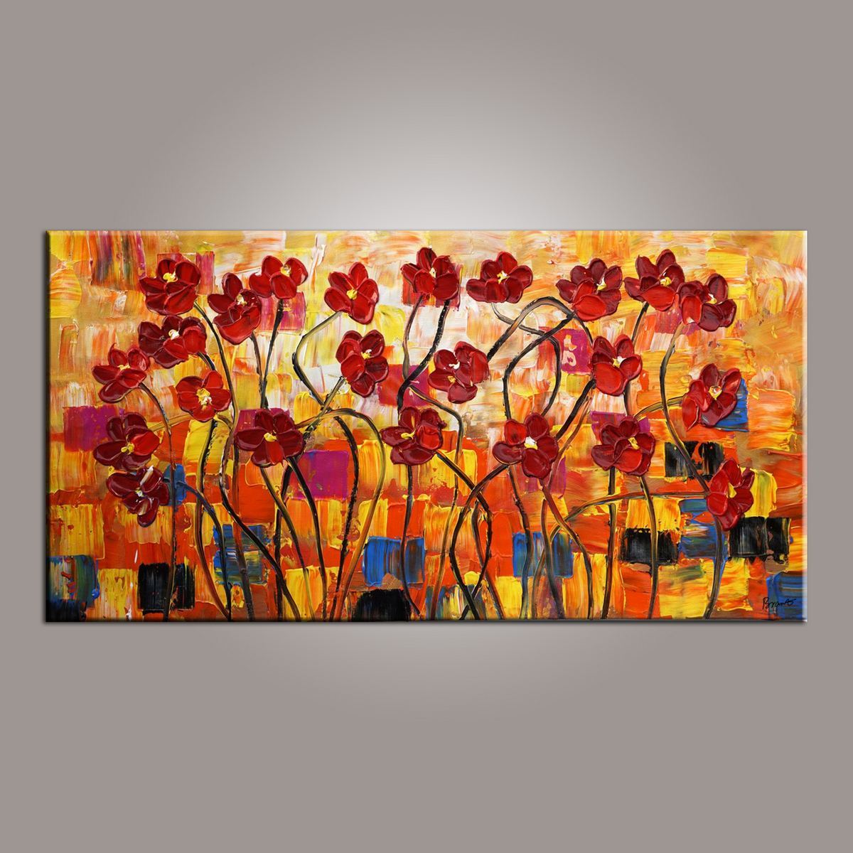 Spring Flower Painting, Canvas Wall Art, Painting for Sale, Flower Art, Abstract Art Painting, Bedroom Wall Art, Canvas Art, Modern Art, Contemporary Art-Art Painting Canvas