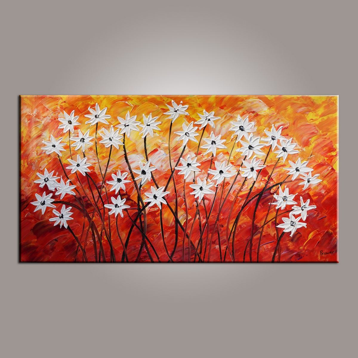 Canvas Wall Art, Flower Art, Abstract Art Painting, Acrylic Painting, Bedroom Wall Art, Canvas Art, Modern Art, Contemporary Art-Art Painting Canvas