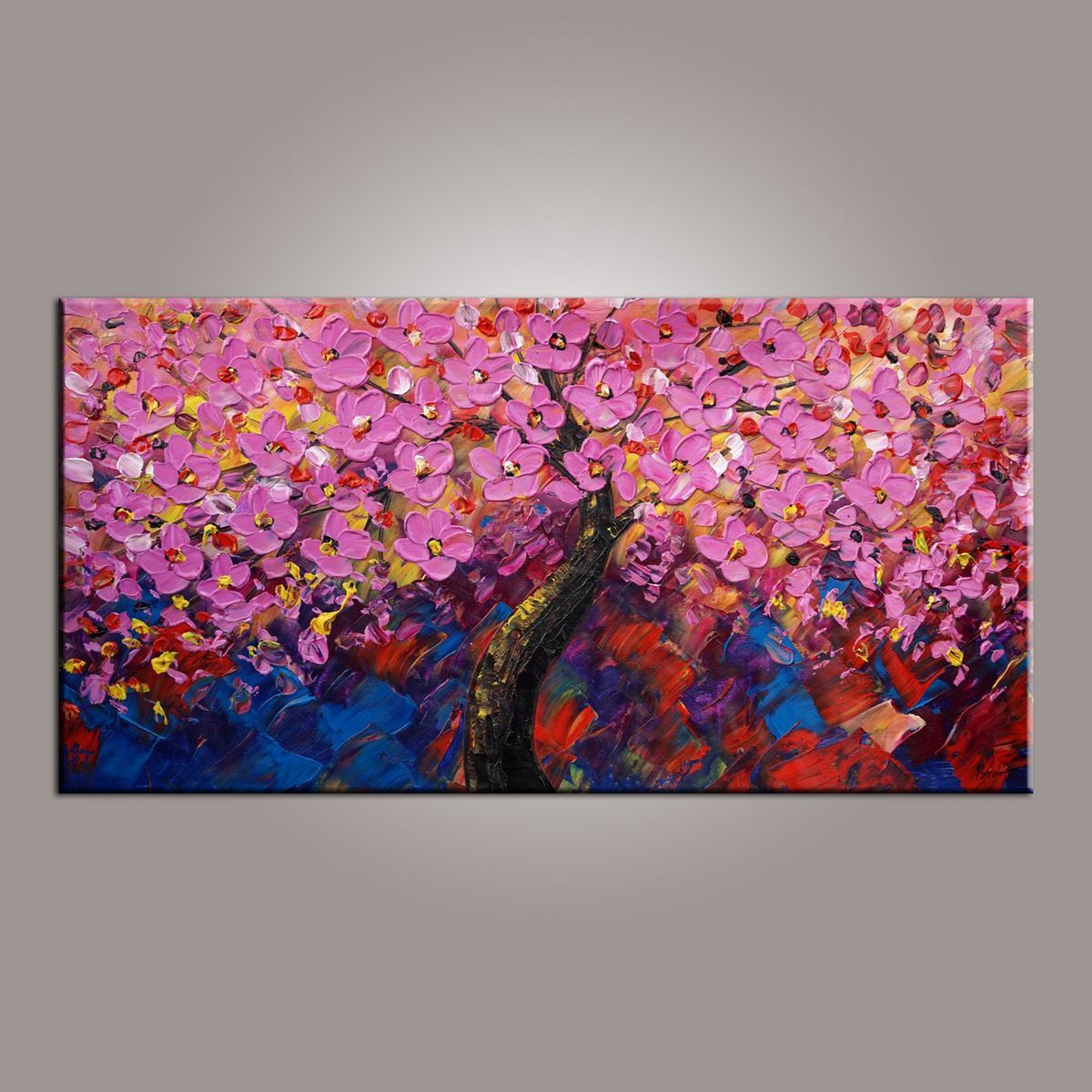 Painting for Sale, Tree Painting, Abstract Art Painting, Flower Oil Painting, Canvas Wall Art, Bedroom Wall Art, Canvas Art, Modern Art, Contemporary Art-Art Painting Canvas