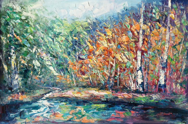 Landscape Painting, Autumn Tree Wall Art, Large Canvas Art, Custom Large Original Artwork, Canvas Painting-Art Painting Canvas