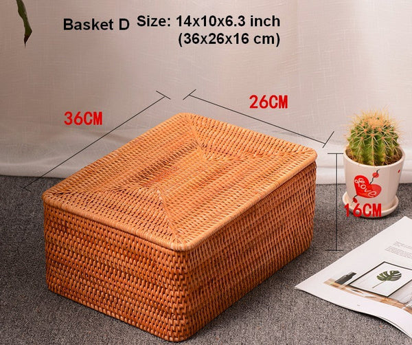 Woven Storage Baskets, Rectangular Storage Basket with Lid, Large Storage Basket for Clothes, Storage Baskets for Shelves, Kitchen Storage Baskets-Art Painting Canvas