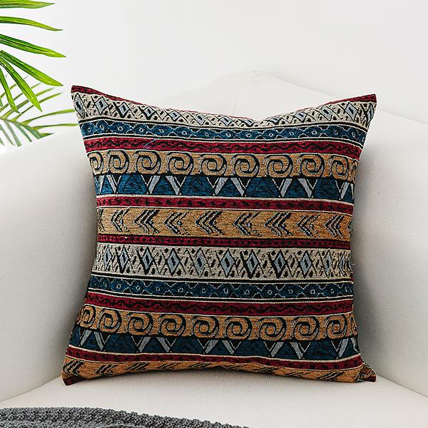 Oriental Throw Pillow for Couch, Bohemian Decorative Sofa Pillows, Geometric Pattern Chenille Throw Pillows-Art Painting Canvas