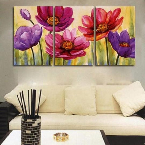 Flower Art, Floral Painting, Canvas Painting, Original Art, Large Painting, Abstract Oil Painting, Living Room Art, Modern Art, 3 Piece Wall Art, Abstract Painting-Art Painting Canvas