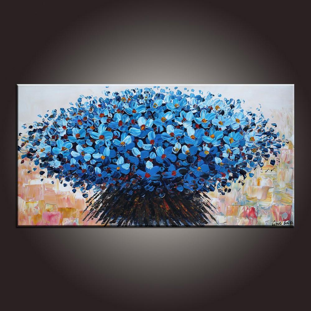 Modern Art, Flower Painting, Art on Canvas, Contemporary Art, Abstract Art Painting, Canvas Wall Art, Dining Room Wall Art, Canvas Art-Art Painting Canvas