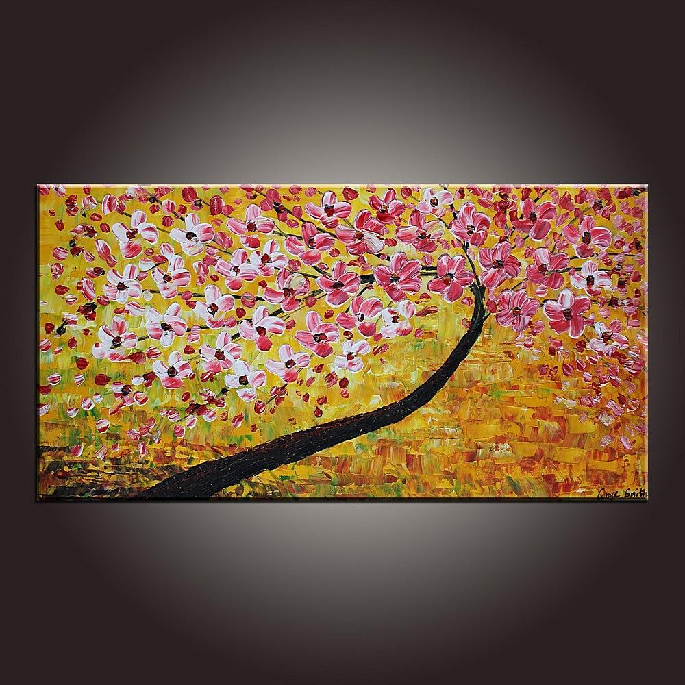 Flower Painting, Art on Canvas, Modern Art, Contemporary Art, Abstract Art Painting, Canvas Wall Art, Dining Room Wall Art, Canvas Art-Art Painting Canvas