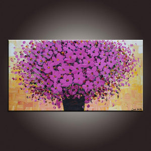 Modern Art, Art on Canvas, Contemporary Wall Art, Flower Painting, Abstract Art Painting, Canvas Painting, Dining Room Wall Art, Canvas Art-Art Painting Canvas