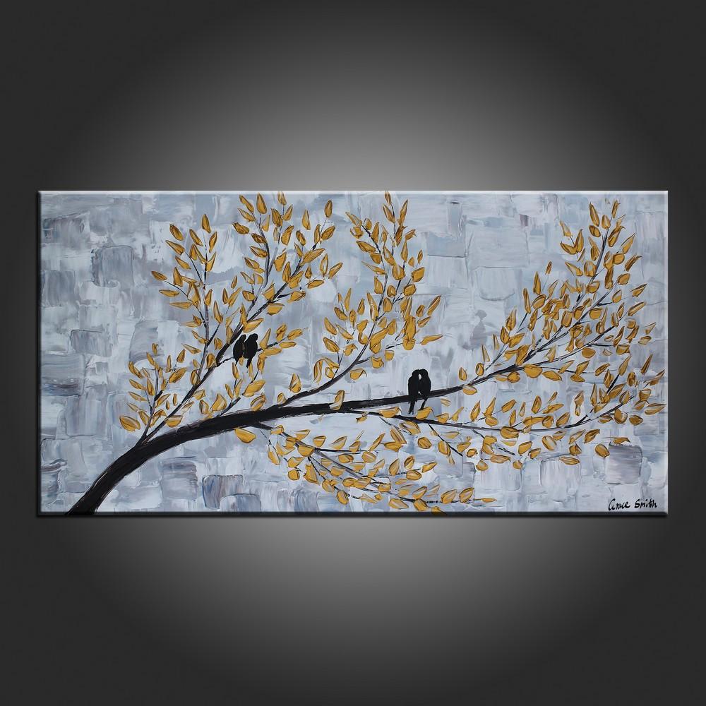 Art Painting, Abstract Art, Love Birds Painting, Modern Art, Contemporary Art, Flower Art, Canvas Art-Art Painting Canvas