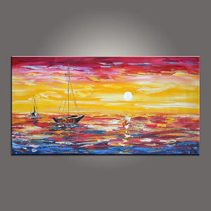 Contemporary Art, Boat Painting, Modern Art, Art Painting, Abstract Art, Abstract Art Painting, Living Room Wall Art, Canvas Art-Art Painting Canvas