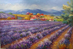 Canvas Painting, Landscape Painting, Lavender Field, Wall Art, Large Painting, Living Room Wall Art, Oil Painting, Canvas Art, Autumn Painting-Art Painting Canvas