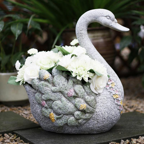 Extra Large Swan Flower Pot, Animal Statue for Garden Ornament, Swan Statues, Villa Courtyard Decor, Outdoor Decoration Ideas, Garden Ideas-Art Painting Canvas