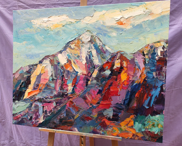 Abstract Mountain Painting, Landscape Wall Art Paintings, Custom Original Landscape Painting, Mountain Landscape Painting-Art Painting Canvas