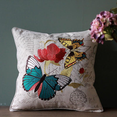 Decorative Throw Pillows, Butterfly Cotton and linen Pillow Cover, Sofa Decorative Pillows, Decorative Pillows for Couch-Art Painting Canvas