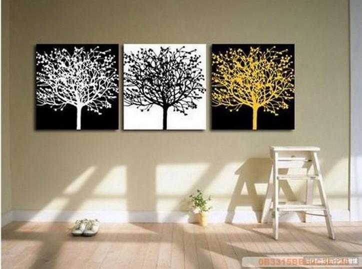 Black and White Art, Abstract Painting, 3 Piece Canvas Painting, Modern Art, Huge Painting, Tree of Life Art Painting-Art Painting Canvas