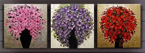 Flower Art, Heavy Texture Art, Wall Art, Large Oil Painting, Living Room Wall Art, 3 Piece Wall Art, Huge Painting-Art Painting Canvas