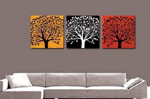 Tree of Life Painting, Abstract Painting, Large Oil Painting, Living Room Wall Art, Modern Art, 3 Piece Wall Art, Huge Art-Art Painting Canvas