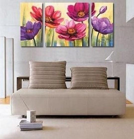 Flower Painting, Canvas Wall Art, Abstract Art, Canvas Painting, Large Oil Painting, Living Room Wall Art, Modern Art, 3 Piece Art, Huge Art-Art Painting Canvas