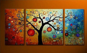 Heavy Texture Painting, Tree of Life Painting, 3 Piece Canvas Painting, Extra Large Painting, Huge Art-Art Painting Canvas