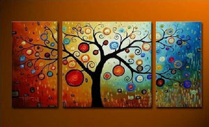 Heavy Texture Painting, Tree of Life Painting, 3 Piece Canvas Painting, Extra Large Painting, Huge Art-Art Painting Canvas