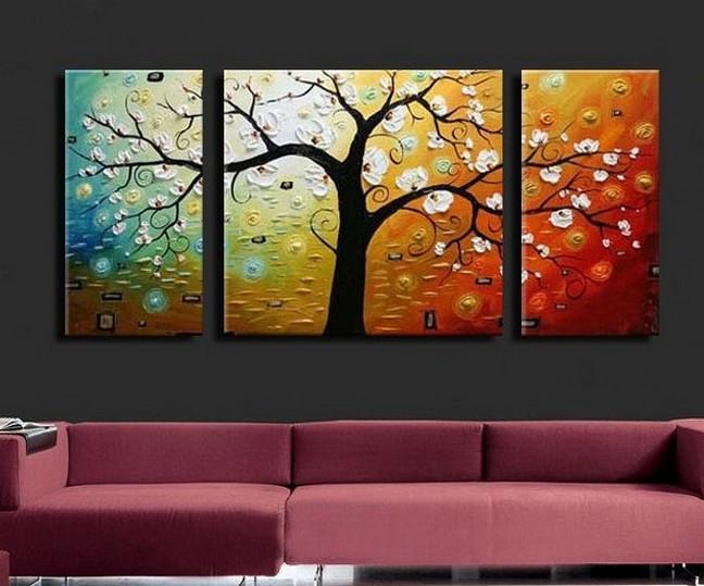 3 Piece Wall Art Paintings, Tree of Life Painting, Canvas Painting for Dining Room, Huge Painting for Sale, Living Room Paintings-Art Painting Canvas