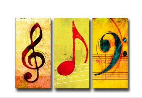 Musical Notes, Abstract Painting, Large Painting, Living Room Wall Art, Contemporary Art, 3 Piece Oil Painting, Canvas Wall Art, Ready to Hang-Art Painting Canvas